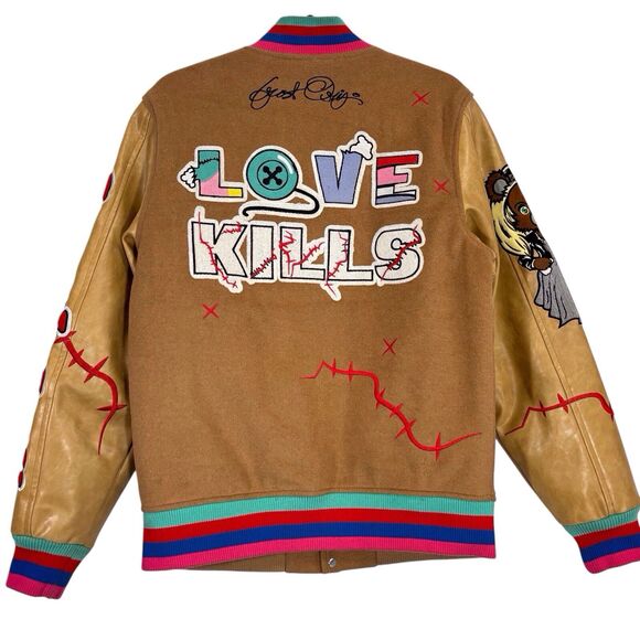 Frost Originals Love Kills Varsity Jacket Wool Blend Faux Leather Mens Small - Picture 2 of 9
